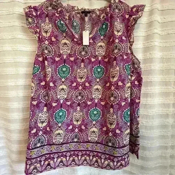 Talbots New With Tags Plus Size 2X Sleeveless Shell Top Medallion Design - Picture 5 of 8